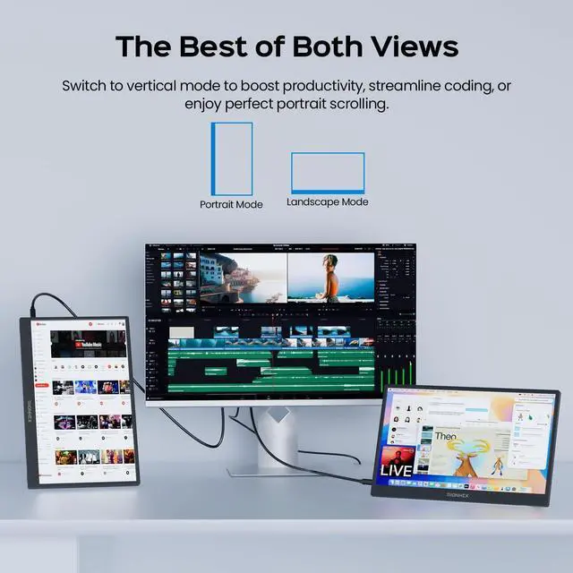 Alt view image 5 of 5 - Rionhex Portable Monitor 15.6" FHD 1080P IPS HDR, USB-C HDMI Plug&Play Laptop Monitor with Kickstand & Speakers, Travel & Gaming Monitor for Laptop/PC/Mac/PS5/Xbox/Switch