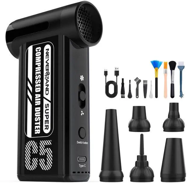 Main image of NEVERLAND Electric Air Blower - 240000RPM High-Speed Cordless Air Duster, 8-Speed Adjustable, USB Charging Battery-Powered Dust Blower for Keyboard, Computer, Electronics, Car, Pet Hair Cleaning