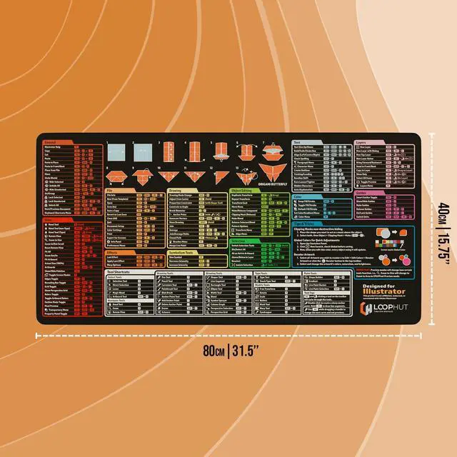 Alt view image 4 of 4 - Loop Hut Shortcut Keys Mousepad - for Illustrator Users - Extra Large Desk Mat | 31.5x15.75in XL | Non-Slip Rubber Base | Durable Stitched Edge