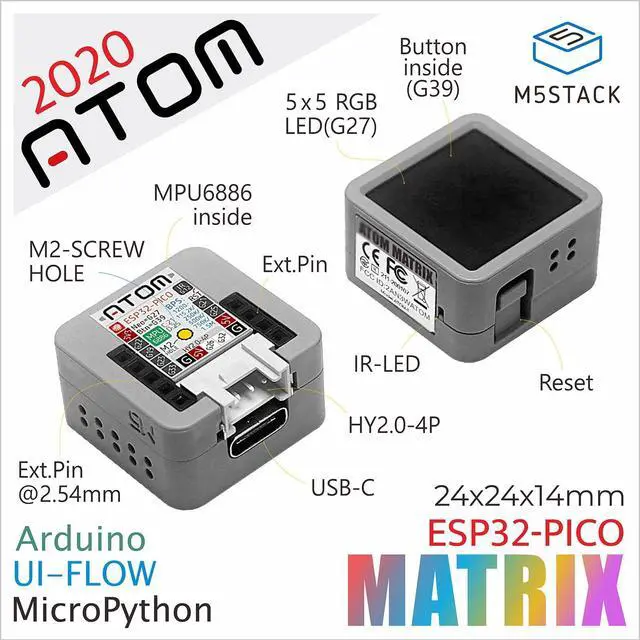 Alt view image 2 of 5 - M5Stack Official Atom Matrix ESP32 Development Kit