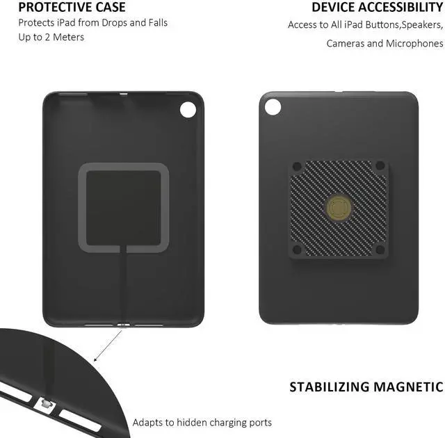 Alt view image 4 of 5 - Zilvex Wall Mount Magnetic Kit for Apple iPad mini 6 & iPad mini(A17 Pro) 8.3-in 15W Fast Charge Magnetic Tablet Wall Mount with 360° Rotation, TPU Case, Smart Home Display