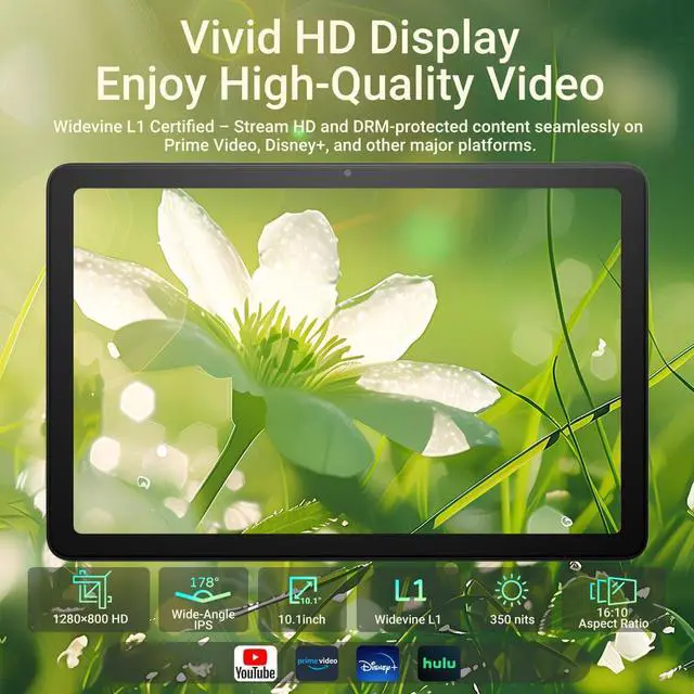 Alt view image 4 of 5 - Android 15 Tablet 10 inch, 12GB RAM, 64GB ROM, 1TB Expandable, 10.1" HD IPS 1280x800 Computer, 5MP+5MP Camera, 5G WiFi+BT5.0+GPS+GMS, Parental Control, with Headphone Jack, Leather Case Included