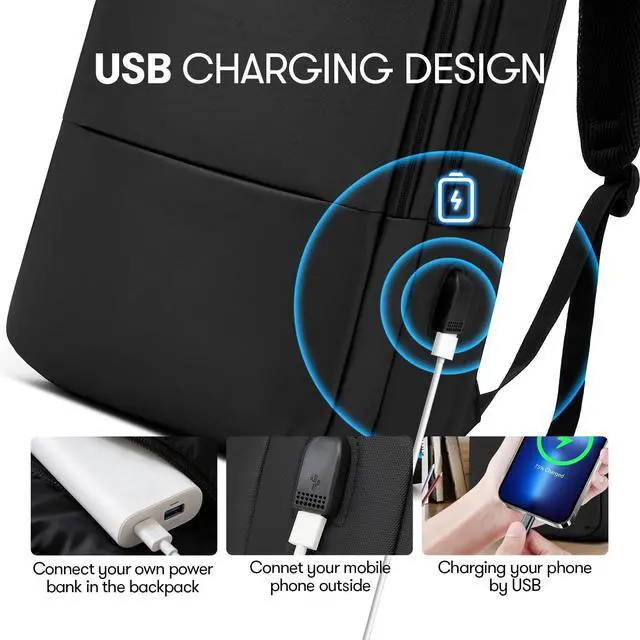 Alt view image 4 of 5 - 16.9 Inch Laptop Backpack for Travel Water Resistant College Backpack for Men/Women Laptop Bag with USB Charging Port,Black
