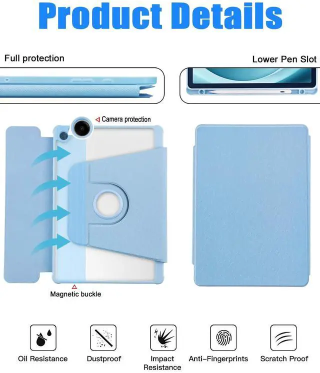 Alt view image 3 of 5 - MePadKey Touchpad Keyboard Case for Samsung Galaxy Tab A9 Plus 11 inch SM-X210/X215/X216, 360 Degree Rotating Cover with Color Backlight Magnetic Removable Keyboard for Tablet A9+ (Sky Blue+White)