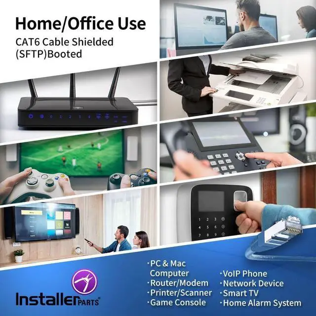 Alt view image 5 of 5 - InstallerParts Ethernet Cable CAT6 Cable Shielded (SSTP/SFTP) Booted 25 FT - Blue - Professional Series - 10Gigabit/Sec Network/High Speed Internet Cable, 550MHZ