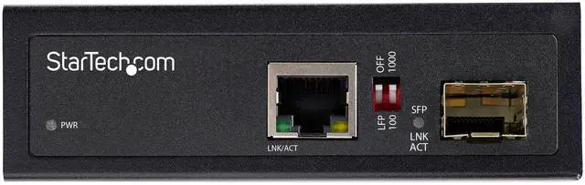 Alt view image 3 of 5 - StarTech.com Industrial Fiber to Ethernet Media Converter - 10/100/1000 Mbps SFP to RJ45/Cat6 - Singlemode/Multimode Optical Fiber to Copper Gigabit Network - 12-56V DC - IP-30/ -40 to +75C, TAA