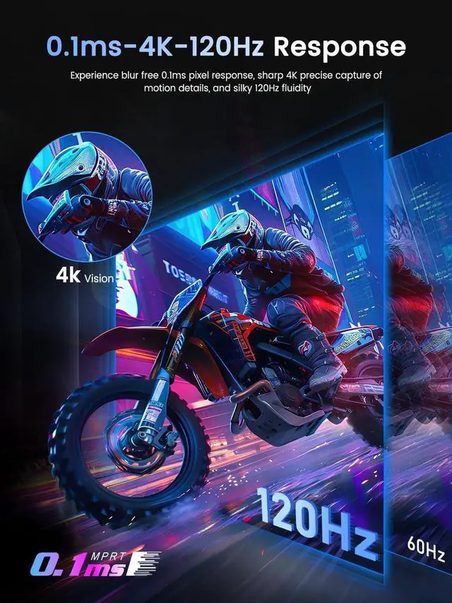 Alt view image 3 of 5 - UPERFECT Portable Monitor 4K 120HZ QLED 17.3" | 0.1ms Gaming Monitor, 500 Nits | 3840 * 2160 UHD |100% DCI-P3 | USB-C & HDMI | VESA & Kickstand | Travel Screen for Laptop, Computer, Game Consoles