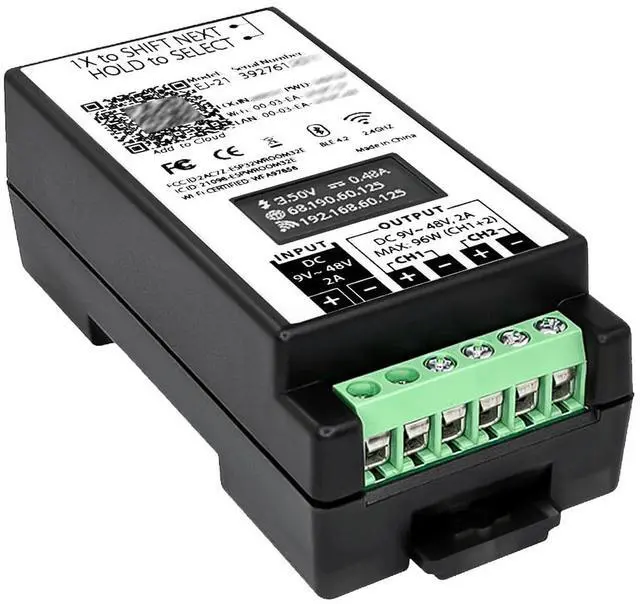Main image of Industrial DIN Rail Mount Power Auto Reboot, Metering, Automatically Restarts Router When Connection Fails. 2-Channel, 9-48V, Ethernet, Wi-Fi, App Controllable, For Industrial Router, PING Monitoring.