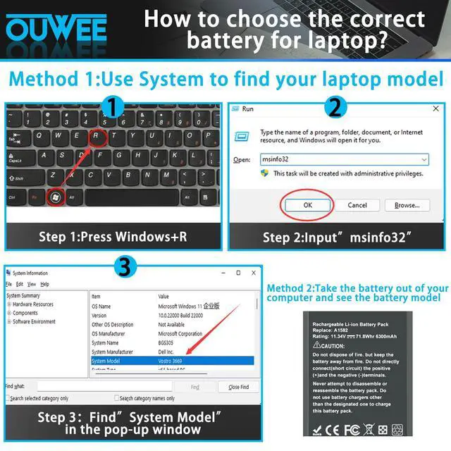 Alt view image 4 of 5 - OUWEE A1582 A1502 Laptop Battery Compatible with Apple MacBook Pro Retina 13 A1493 [Early 2015, Mid 2014, Late 2013] Series A1582 A1502 A1493 71.8Wh 6300mAh 11.34V