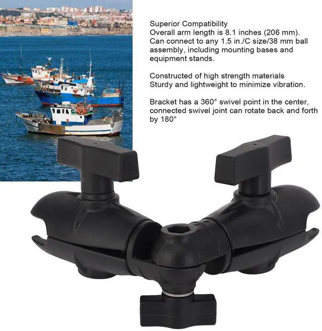 Alt view image 3 of 5 - 8.1 Double Socket Swivel Ratchet Arm for C Size 1.5in Ball Components, 10.5lbs Static Load, 3lbs Moving Load, 360 Degree Rotation