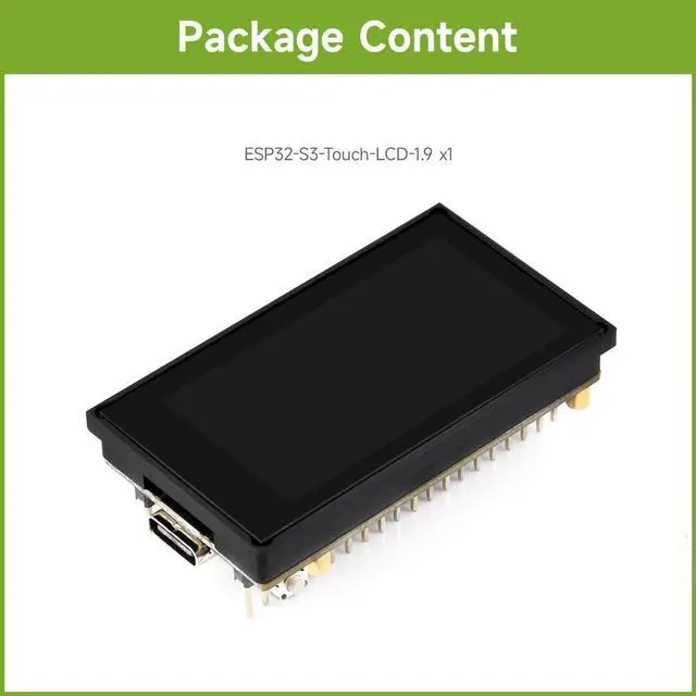 Alt view image 2 of 5 - Waveshare ESP32-S3 1.9inch Display Development Board, 170×320 Pixels, 262K Color, 32-bit LX7 Dual-core,32-bit LX7 Dual-core, Up to 240MHz, 90° Rotation Support, with Touch Function