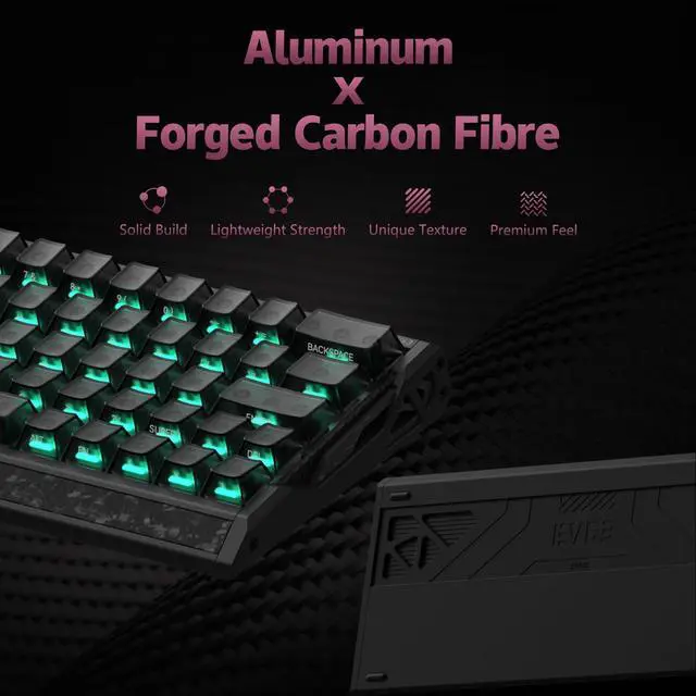 Alt view image 2 of 5 - IQUNIX EV63 Hall Effect Magnetic Gaming Keyboard 60% | 0.01mm Rapid Trigger, Adjustable Actuation, 0.125ms Latency, Hot-Swap, SOCD, RGB, Aluminum with Forged Carbon (Dark Side)