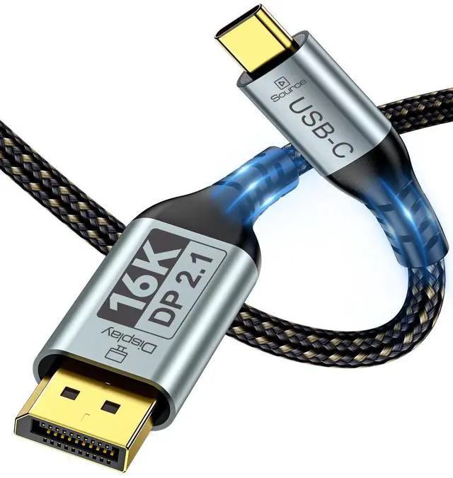 Main image of Zelcaum USB C to DisplayPort 2.1 Cable [16K@30Hz, 8K@120Hz, 2K/4K@240Hz], 80Gbps Thunderbolt 5/4/3 to Display Port 2.1 Cord, USBC to DP for MacBook, Odyssey G8/G9, XPS, iPhone 16/15 Pro Max etc, 3FT