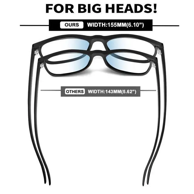 Alt view image 3 of 5 - MAXJULI XXL Blue Light Blocking Glasses for Big Heads Men,Computer Reading/Gaming/TV/Phones Glasses for Women Men (Clear) 8806XXL