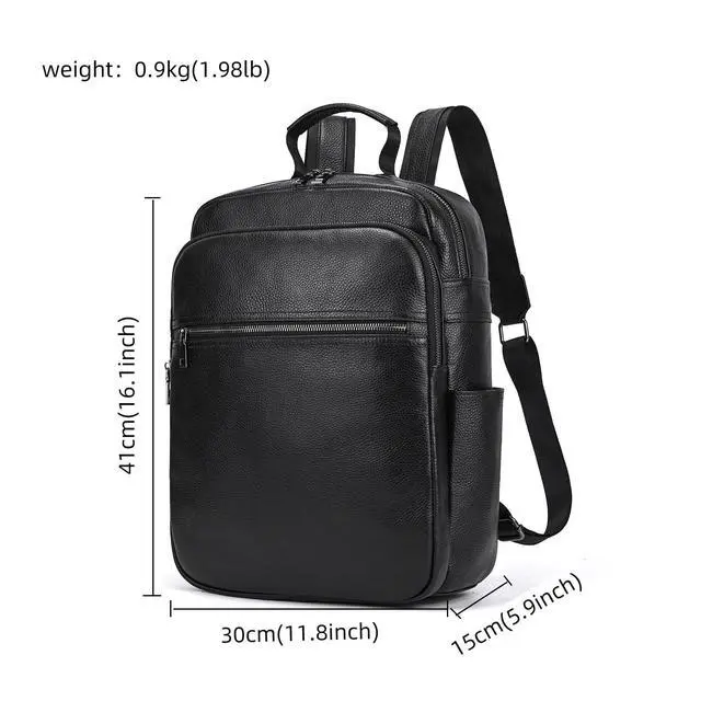 Alt view image 5 of 5 - LUUFAN Genuine Leather Shoulder Bag for Men Casual Backpack Slim Daypack Laptop Rucksack Business Travel Outdoor Bag