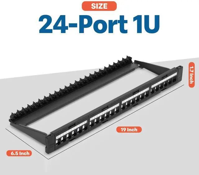 Alt view image 5 of 5 - Everest 24 Port Keystone Patch Panel (4-Pack) - Removable 6-Port Panels - Use with Slim Profile Keystones ONLY (Wider Jacks May not fit Side by Side) - 8 Blank Keystone Jack Inserts Included
