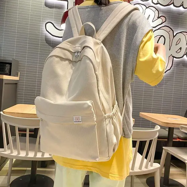 Alt view image 3 of 5 - Eagerrich Aesthetic Backpack Cute Backpack School Supplies Laptop Bag for Teens Girls Women Students Solid Color