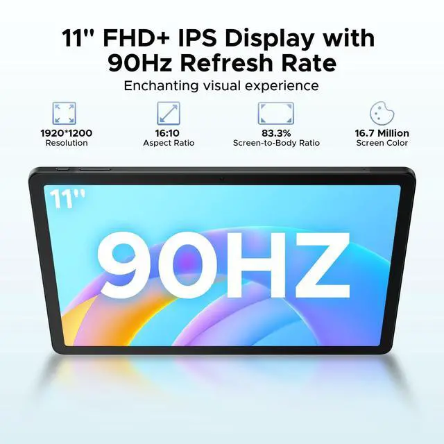 Alt view image 3 of 5 - DOOGEE Tab E3 Android 15 Tablet Helio G100, 11 Inch Tablet, Octa-Core,32GB+256GB/2TB, 8800mAh Battery, FHD+,90Hz Screen, Gemini AI, 4G with Sim Card/BT5.2/5G WiFi/GPS/Face ID,Black