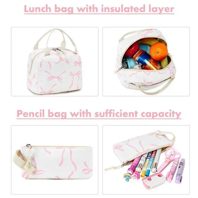 Alt view image 4 of 5 - Bluboon Teens Backpack Set Girls School Backpack Lunch Box Pencil Bags Student Bookbags 3 in 1