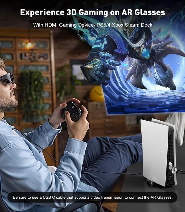 Alt view image 4 of 5 - UANTIN HDMI to USB C Adapter (4K 60Hz) Uni-Directional HDMI (Source) to Type-C (Display) Male to Female Compatible with Laptop,PS5,XR/AR Glasses,Portable Monitor, Not Charging The Device