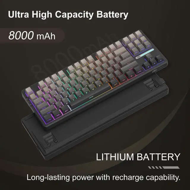 Alt view image 3 of 5 - Camiysn x MageGee Light 87 Gasket Mechanical Keyboard,80% Layout 87 Keys Wireless Hot Swappable Gaming Keyboard with 5 Sound Absorbing Layers,Side Printed PBT Keycaps 2.4GHz/USB-C/BT5.0,RGB