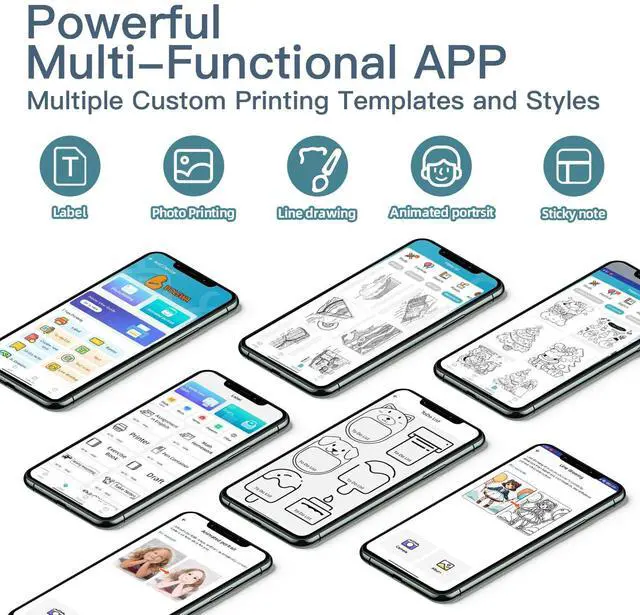 Alt view image 5 of 5 - DOLEWA Label Maker Machine, HD Mini Sticker Printer with 7 Rolls Paper, Portable Thermal Print Pod Supports 12-57mm Papers, Bluetooth Pocket Printer for Home, Kitchen, School (Light Pink)