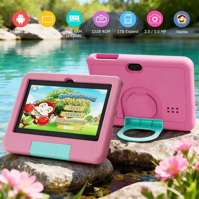 Alt view image 2 of 5 - Android Tablet 7 inch Tablets with Case, 4GB RAM 32GB ROM 1TB Expand, Quad-core Processor Tablet PC, 1024 x 600 IPS Screen, Dual Cameras, 3000mAh Battery, Bluetooth, WiFi, GMS, Widevine L1 Pink
