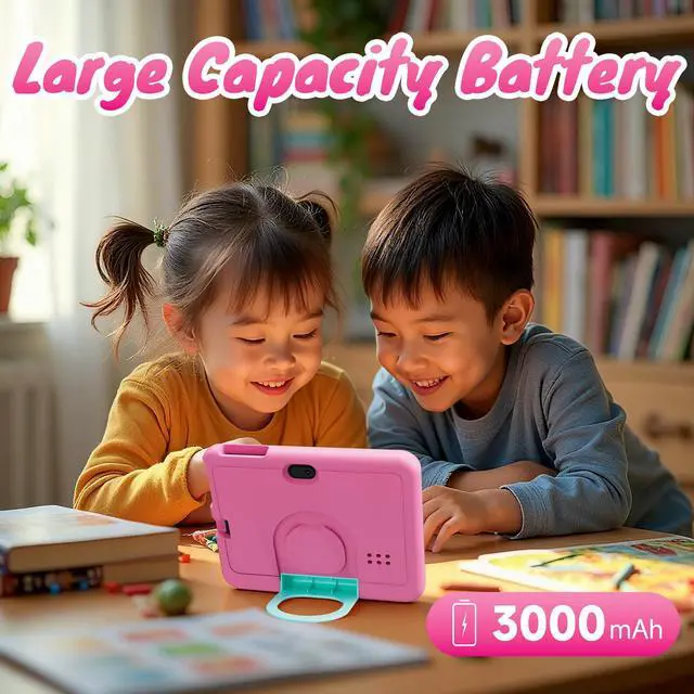 Alt view image 5 of 5 - Android Tablet 7 inch Tablets with Case, 4GB RAM 32GB ROM 1TB Expand, Quad-core Processor Tablet PC, 1024 x 600 IPS Screen, Dual Cameras, 3000mAh Battery, Bluetooth, WiFi, GMS, Widevine L1 Pink