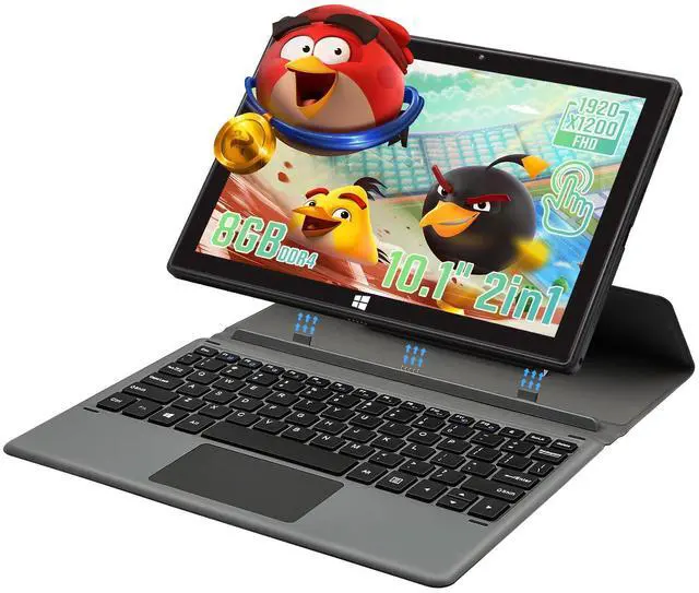 Main image of BINTEC 10.1-inch 2-in-1 Laptop/Tablet Computer, Thin and Light Dual Camera, Touchscreen, 1920×1200 IPS Screen, Tablet with Keyboard, Bluetooth 4.2, Wireless WiFi, Type-C Port (Black, 8GB+128GB SSD)
