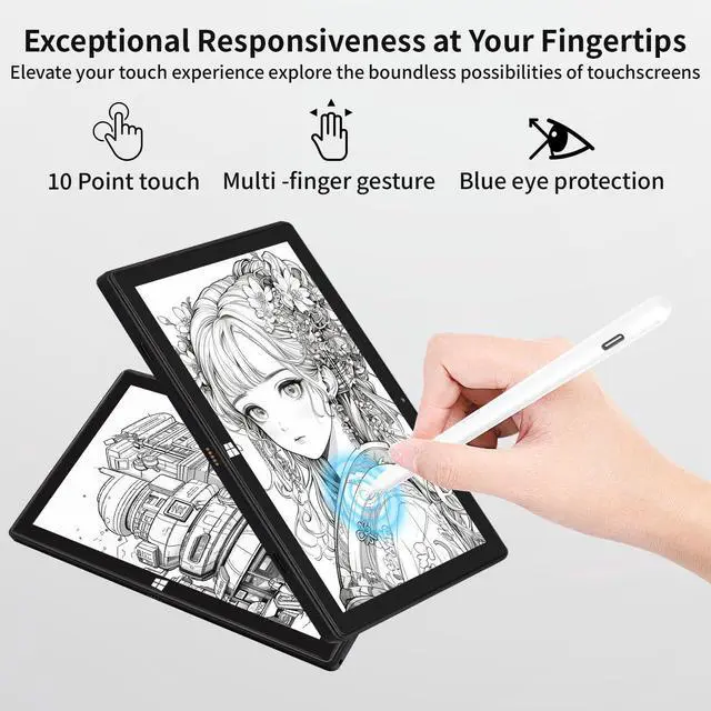 Alt view image 3 of 5 - BINTEC 10.1-inch 2-in-1 Laptop/Tablet Computer, Thin and Light Dual Camera, Touchscreen, 1920×1200 IPS Screen, Tablet with Keyboard, Bluetooth 4.2, Wireless WiFi, Type-C Port (Black, 8GB+128GB SSD)