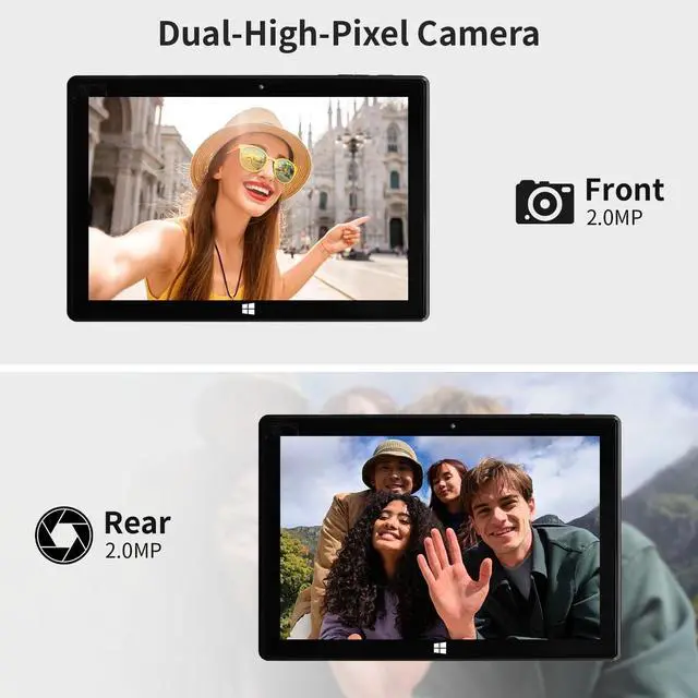 Alt view image 4 of 5 - BINTEC 10.1-inch 2-in-1 Laptop/Tablet Computer, Thin and Light Dual Camera, Touchscreen, 1920×1200 IPS Screen, Tablet with Keyboard, Bluetooth 4.2, Wireless WiFi, Type-C Port (Black, 8GB+128GB SSD)