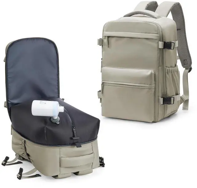 Main image of KEYEMP Vacuum Seal Backpack for Clothing Travel with Air Pump Waterproof Laptop Carry On Backpack Personal item Travel Essentials Compression Space Saver Bags Storage with Vacuum System GreyBrown