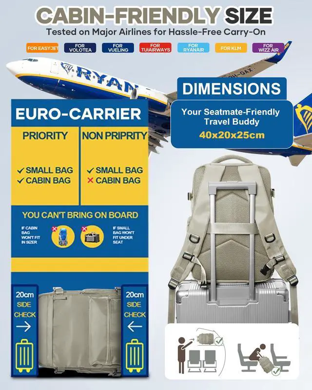 Alt view image 5 of 5 - KEYEMP Vacuum Seal Backpack for Clothing Travel with Air Pump Waterproof Laptop Carry On Backpack Personal item Travel Essentials Compression Space Saver Bags Storage with Vacuum System GreyBrown