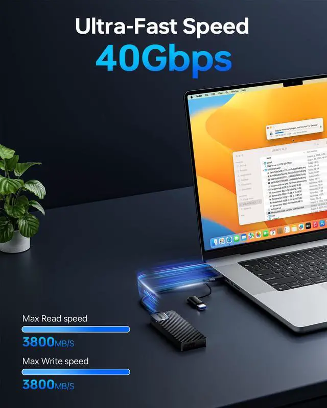 Alt view image 2 of 5 - M.2 NVMe Enclosure,40Gbps M.2 Enclosure SSD Enclosure Compatible for M4/Pro/Max MacBook Mac mini,Support SSD Size 2230/2242/2260/2280 B+M M-Key PCIe Compatible with Thunderbolt 3/4/USB4/3.2/3.1