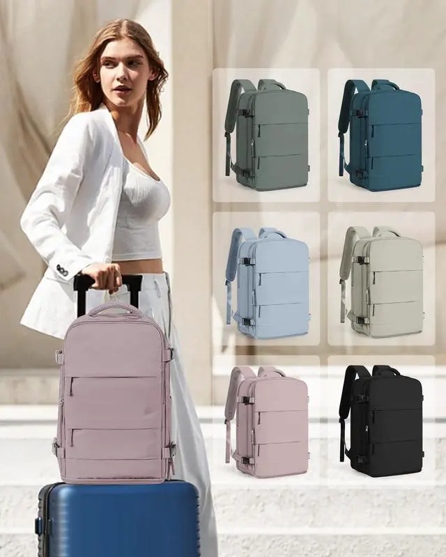 Alt view image 2 of 5 - coowoz Travel Backpack Carry On for Women Man Gym Backpacks with Laptop Compartment Mochila de Viaje Teacher Personal Item Backpack Rucksack Airplane Accessories Must Haves Lotus Pink Small