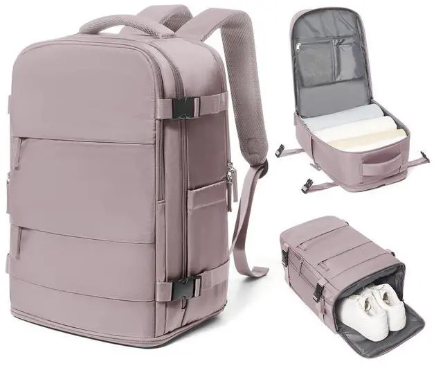 Main image of coowoz Travel Backpack Carry On for Women Man Gym Backpacks with Laptop Compartment Mochila de Viaje Teacher Personal Item Backpack Rucksack Airplane Accessories Must Haves Lotus Pink Small