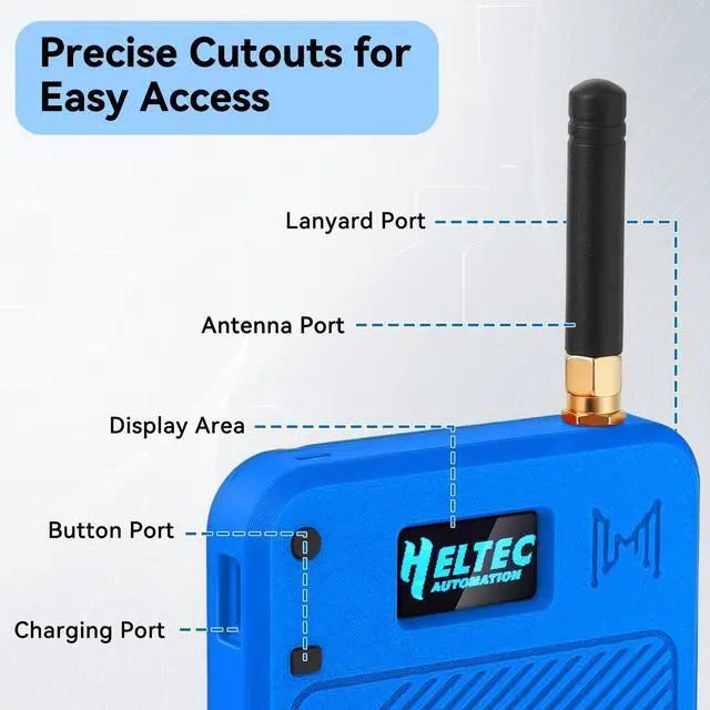 Alt view image 3 of 5 - 2 Pack ESP32 LoRa V3 Development Board with 915MHz Antennas + 3000mAh Battery + Meshtastic Case, ESP32-S3 SX1262 Integrated WiFi Bluetooth OLED Display for Arduino LoRaWAN IOT (N32 Version, Blue)