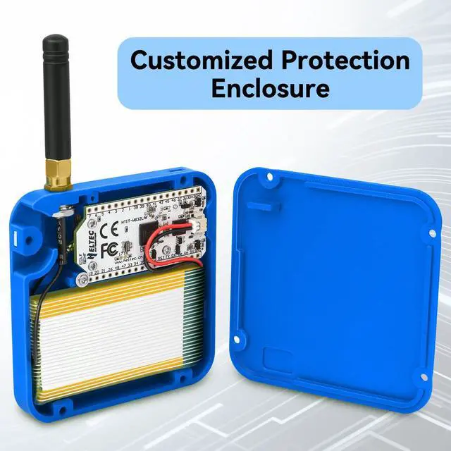 Alt view image 4 of 5 - 2 Pack ESP32 LoRa V3 Development Board with 915MHz Antennas + 3000mAh Battery + Meshtastic Case, ESP32-S3 SX1262 Integrated WiFi Bluetooth OLED Display for Arduino LoRaWAN IOT (N32 Version, Blue)