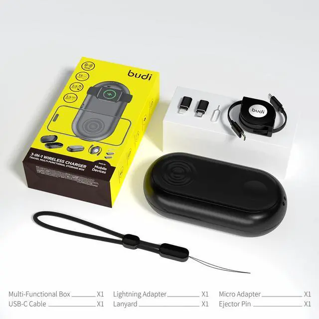 Alt view image 5 of 5 - Card Holder with 3 in 1 Wireless Charging Station, Travel Multifunctional Storage Box with TF Card Case Micro Card Holder, 6 TF Cards, 6 Nano/NM Portable Card Organizer