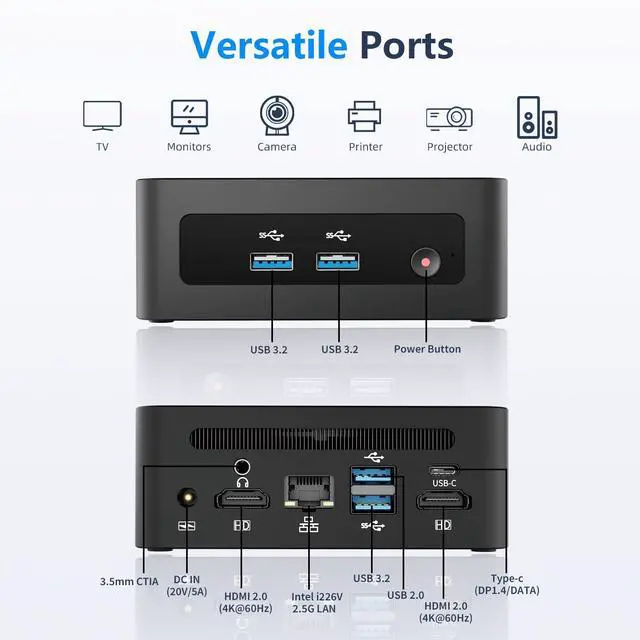 Alt view image 5 of 5 - EGSMTPC Mini Desktop Computer, Intel Core i5-12450H (Up to 4.40GHz), 16GB DDR4 RAM, 512GB M.2 SSD, Mini PC Supports Triple 4K Display, USB 3.2, Wi-Fi 6, BT 5.2, RJ45 2.5G