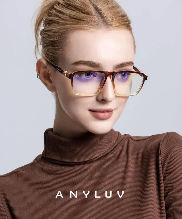 Alt view image 2 of 5 - ANYLUV Blue Light Glasses Men, Rectangle business style Glasses for Men Women,Integrated Nose Pad Glasses for Eye Protection