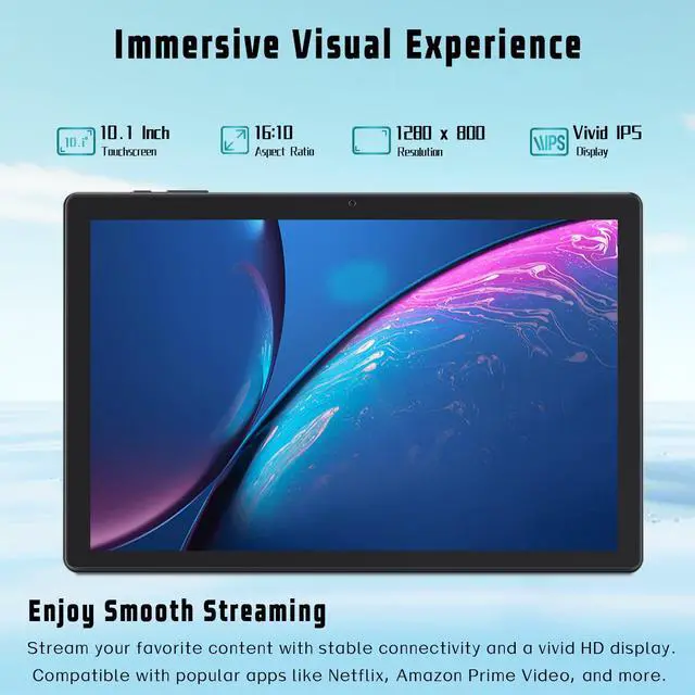 Alt view image 3 of 5 - Ruufuuxy Android Tablet 10 Inch, Android 15 Tablet for Adults with Octa-Core, 8GB RAM 64GB ROM, 1TB Expand, HD Touchscreen, WiFi 6, GPS, Computer Tablets with Case, Dual Camera, 5000mAh