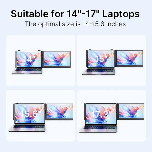 Alt view image 4 of 5 - AOKER Laptop Screen Extender - Ultra-Thin 1.3lbs 14" FHD IPS Dual Portable Monitor Extension for Laptop, Attachment Plug & Play for 13-17" Laptops, Second Extra Travel Display for Windows/Mac/Android