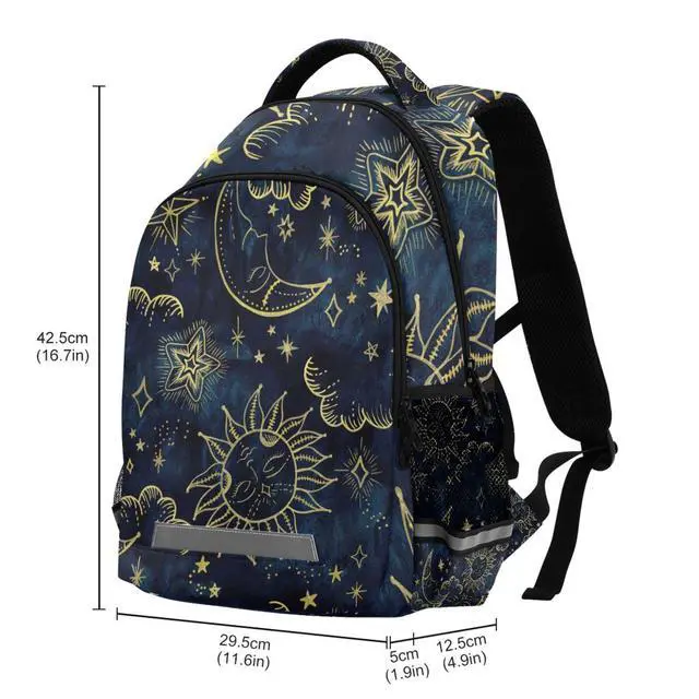 Alt view image 4 of 5 - ALAZA Teens School Backpack Sun Moon Boho Cosmos Astrology Laptop Backpack with Reflective Strap, Travel Backpack Casual Daypack for Elementary Primary middle Bookbag