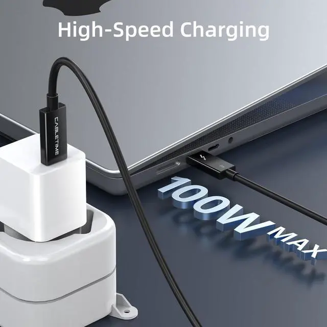 Alt view image 4 of 5 - Thunderbolt 3 Cable 40Gbps/100W/5A, Thunderbolt 3 Cable Compatible with New MacBook Pro, ThinkPad Yoga, Alienware 17 and More (1.6FT /0.5M)