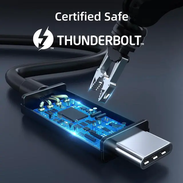 Alt view image 5 of 5 - Thunderbolt 3 Cable 40Gbps/100W/5A, Thunderbolt 3 Cable Compatible with New MacBook Pro, ThinkPad Yoga, Alienware 17 and More (1.6FT /0.5M)