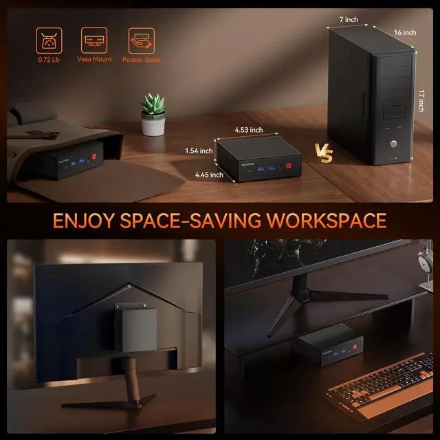 Alt view image 5 of 5 - SOAYAN Mini PC, Alder Lake N100 Linux Mini Computers (up to 3.4GHz) 16GB DDR4 RAM 500GB SSD Ubuntu Small Desktop Computer 4K Dual Display/WiFi 6/USB3.2/BT5.2/Gigabit Ethernet for Home, Office,Business