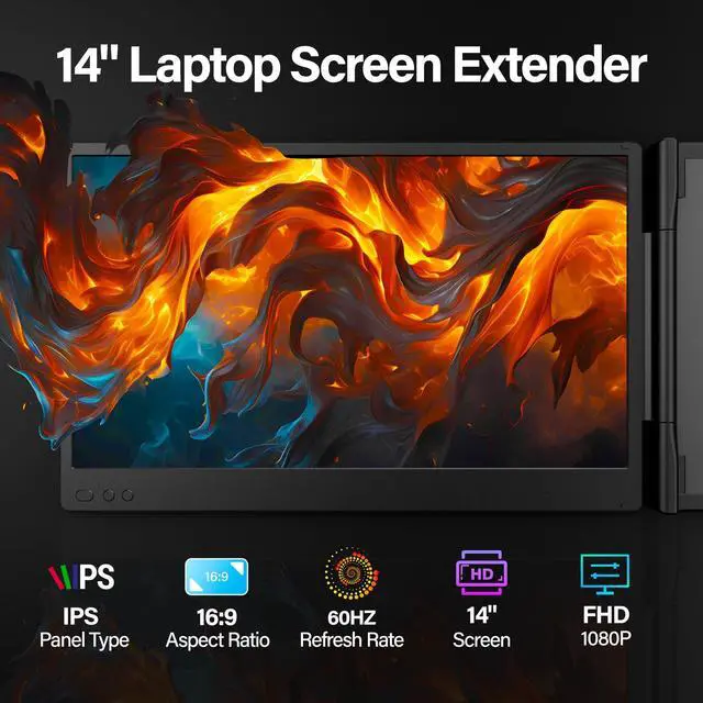 Alt view image 2 of 5 - Setclod 2025 Upgraded Laptop Screen Extender Portable, 14" 1080P FHD IPS Screen, Monitor Extender for Laptop, Fit for 13-17", Plug & Play Compatiable with Windows/Mac/Chrome/Android/Switch