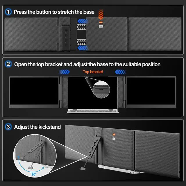 Alt view image 3 of 5 - Setclod 2025 Upgraded Laptop Screen Extender Portable, 14" 1080P FHD IPS Screen, Monitor Extender for Laptop, Fit for 13-17", Plug & Play Compatiable with Windows/Mac/Chrome/Android/Switch