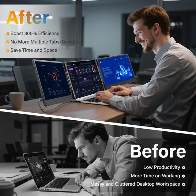 Alt view image 4 of 5 - Setclod 2025 Upgraded Laptop Screen Extender Portable, 14" 1080P FHD IPS Screen, Monitor Extender for Laptop, Fit for 13-17", Plug & Play Compatiable with Windows/Mac/Chrome/Android/Switch